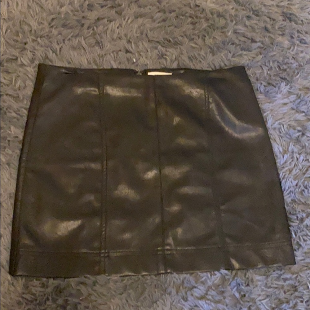 Black leather mini skirt